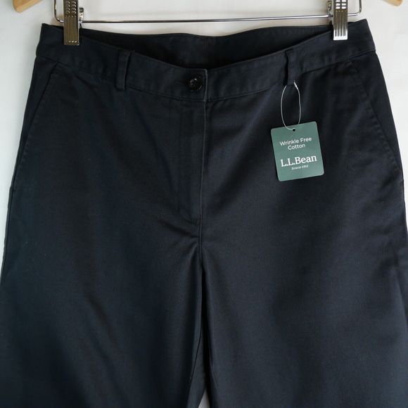 L.L. Bean Favorite Fit Womens 6 Navy Bayside Wrinkle Free Cotton Trouser Pant - Picture 2 of 12
